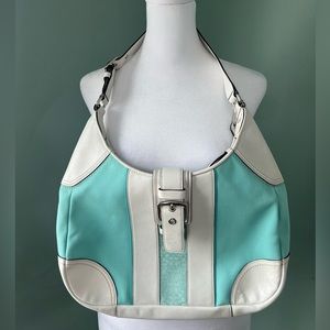 Coach Vintage White/ Tiffany Blue Shoulder Bag.